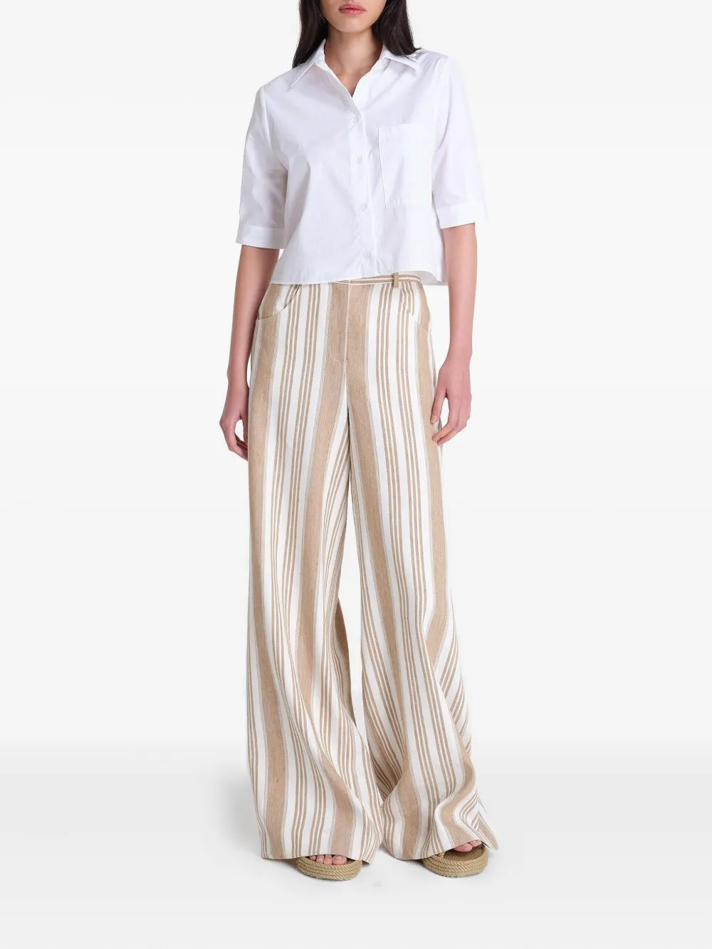 TWP Short Lived pocket cropped shirt - Wit