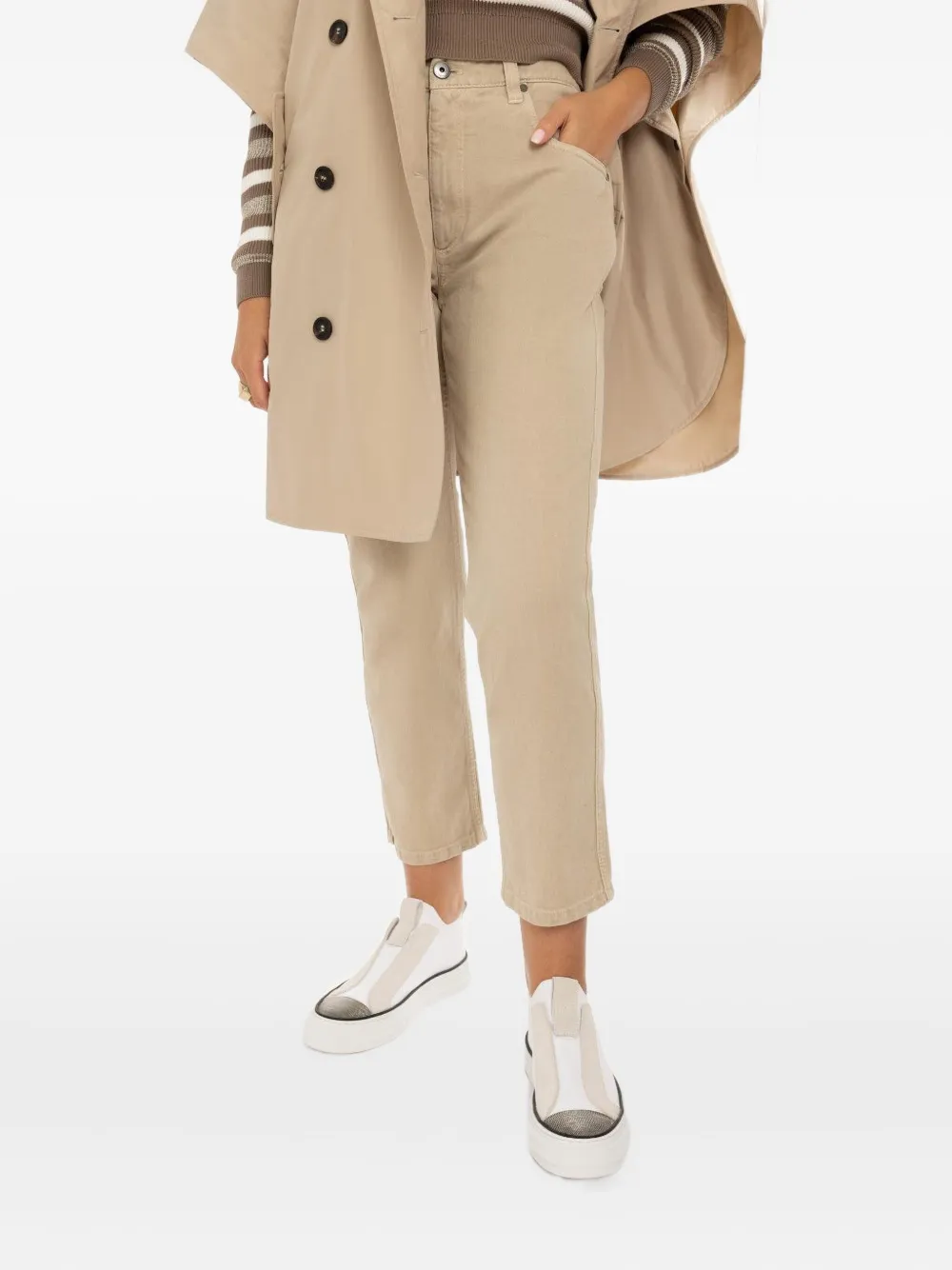Brunello Cucinelli Square Jeans In Neutral