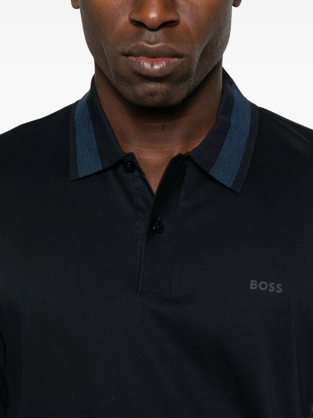 BOSS Poloshirt met lange mouwen Blauw