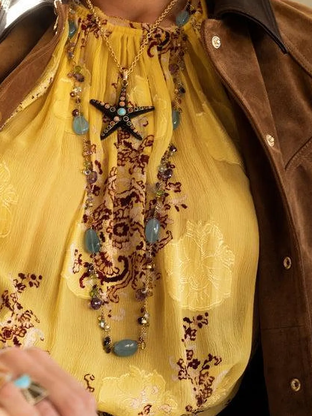 Ulla Johnson Pippa floral-print puff-sleeve blouse Geel