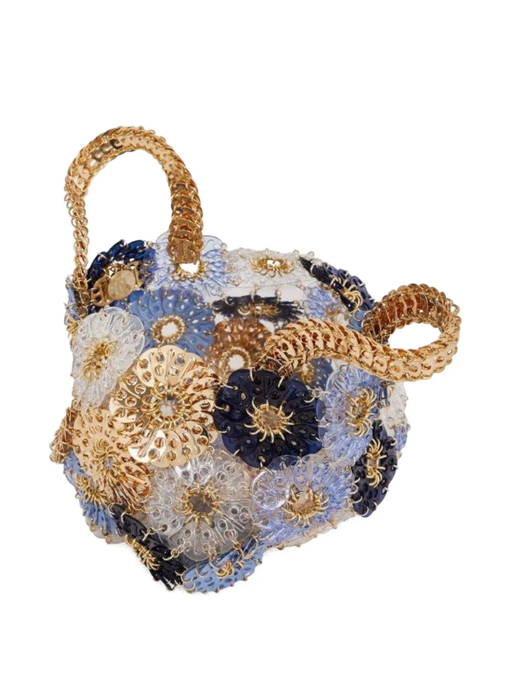 Rabanne Flower-embellished Chain-strap Tote Bag In Blue