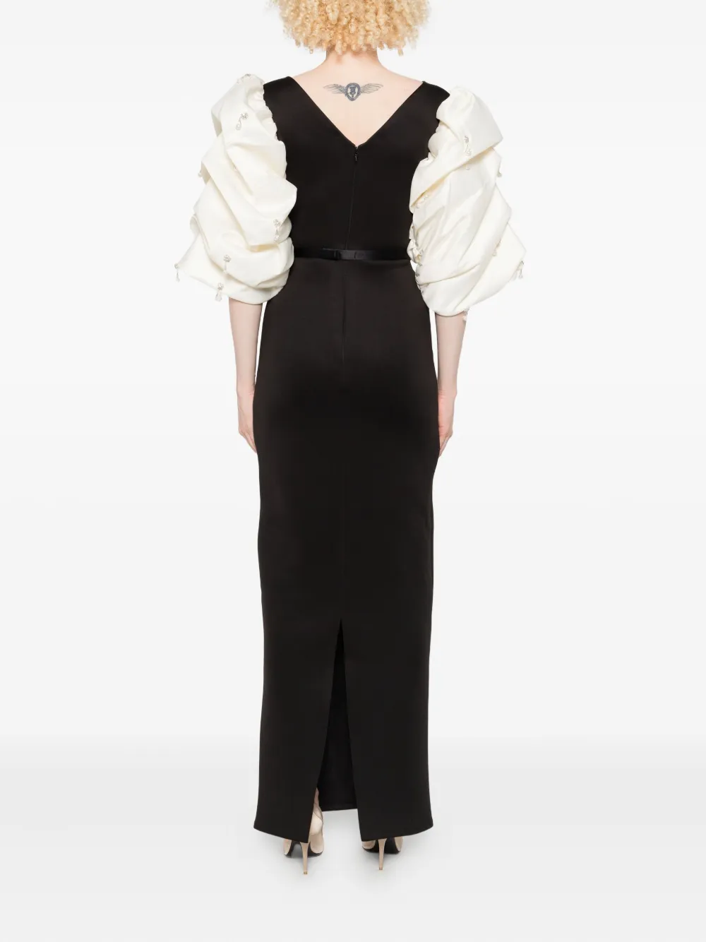 Aavva Crystal-embellished Puff-sleeve Dress In Black