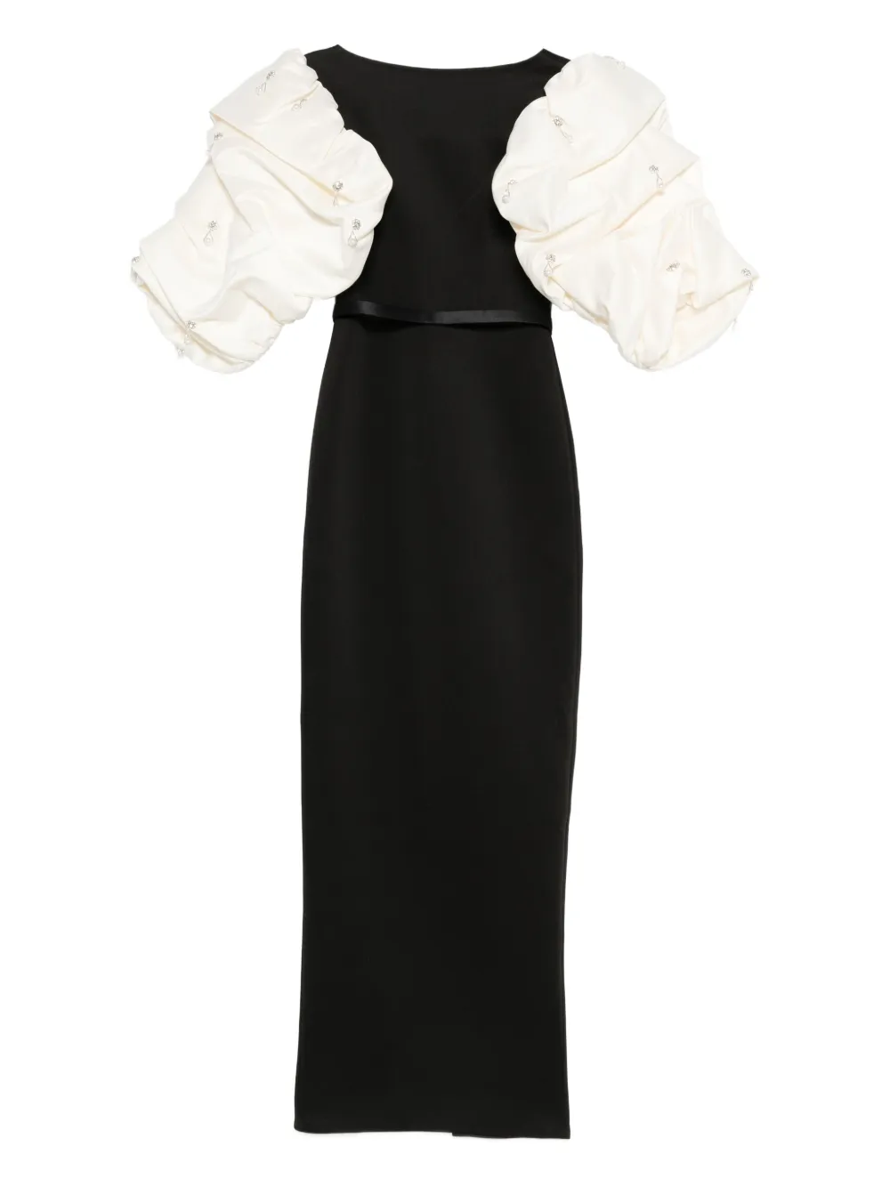 AAVVA crystal-embellished puff-sleeve dress - ブラック AAVVA crystal-embellished puff-sleeve dress - ブラック