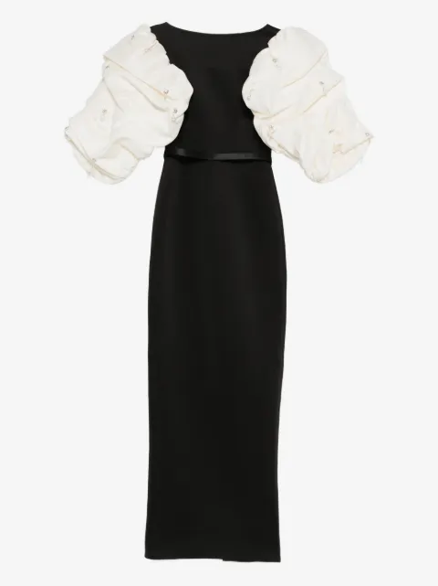 AAVVA crystal-embellished puff-sleeve dress