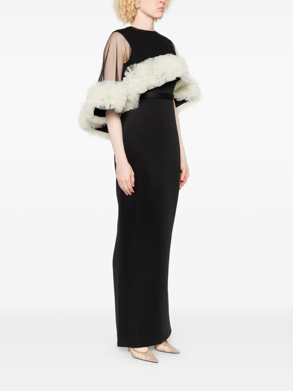 Aavva Ruffle-trimmed Mesh Overlay Dress In Black