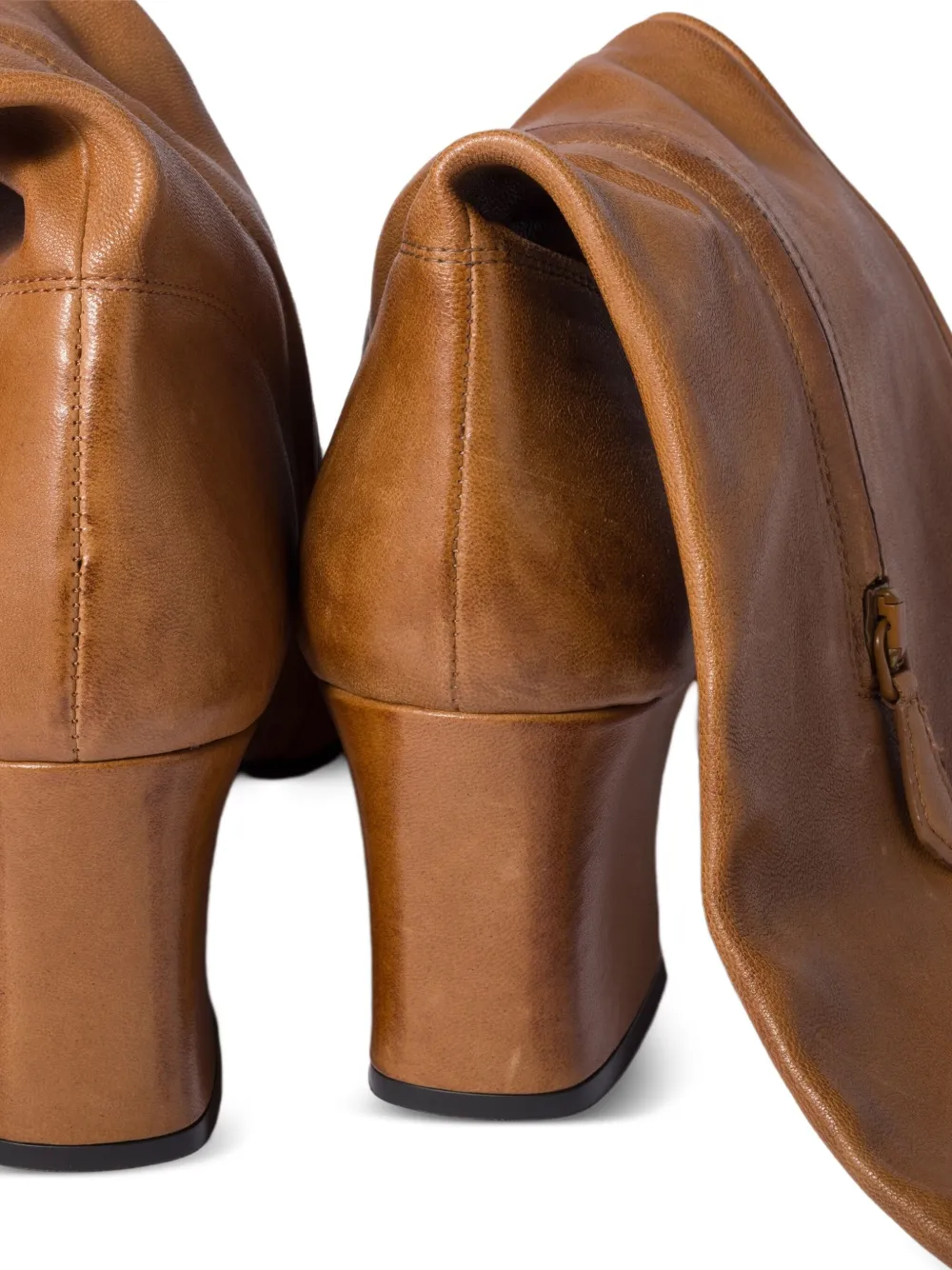 Miu 65mm buckle-fastening leather boots Brown