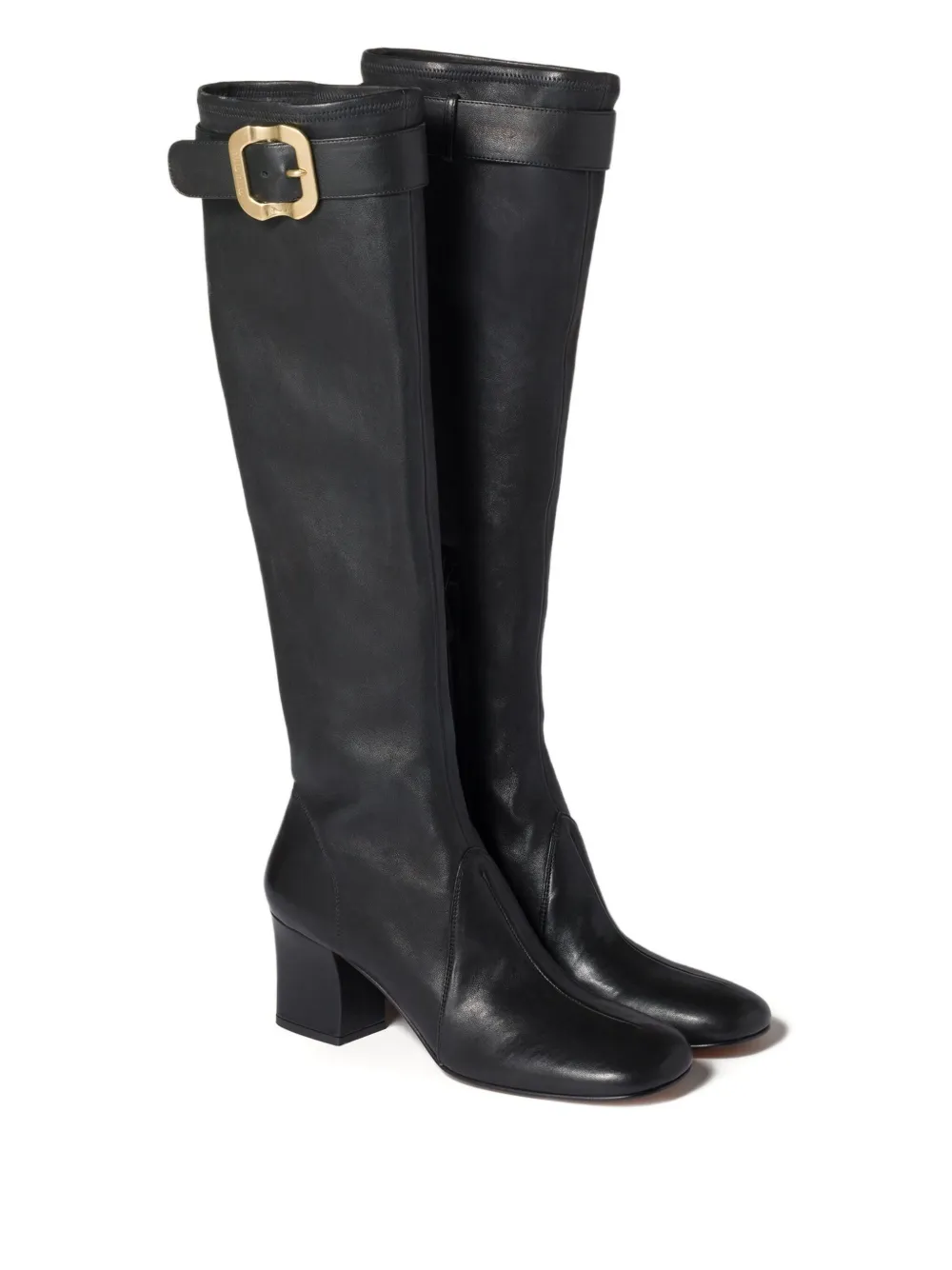 Miu Miu Buckle-fastening Leather Boots In Black