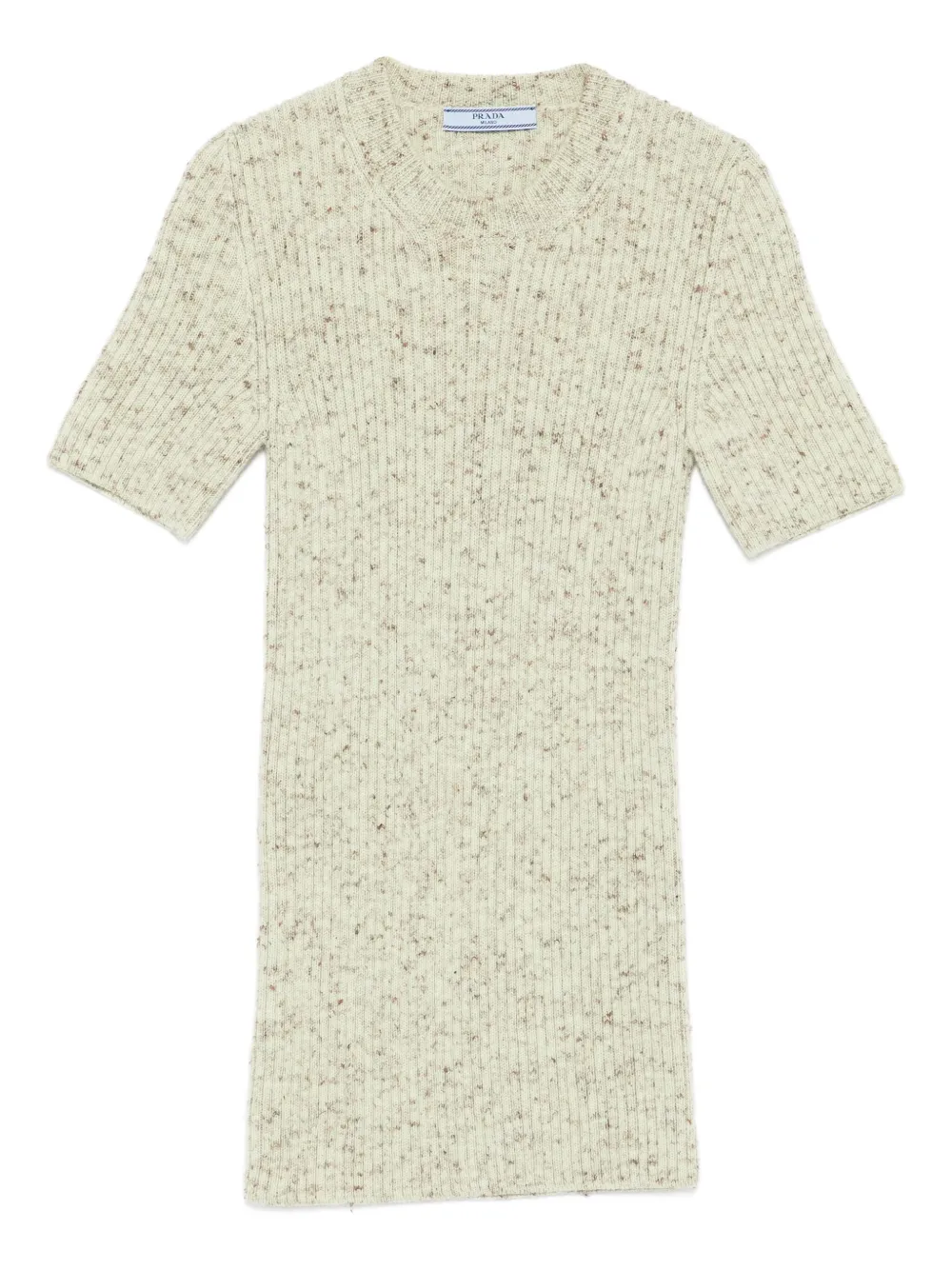 Prada Wool And Linen Short-sleeve Sweater In Green