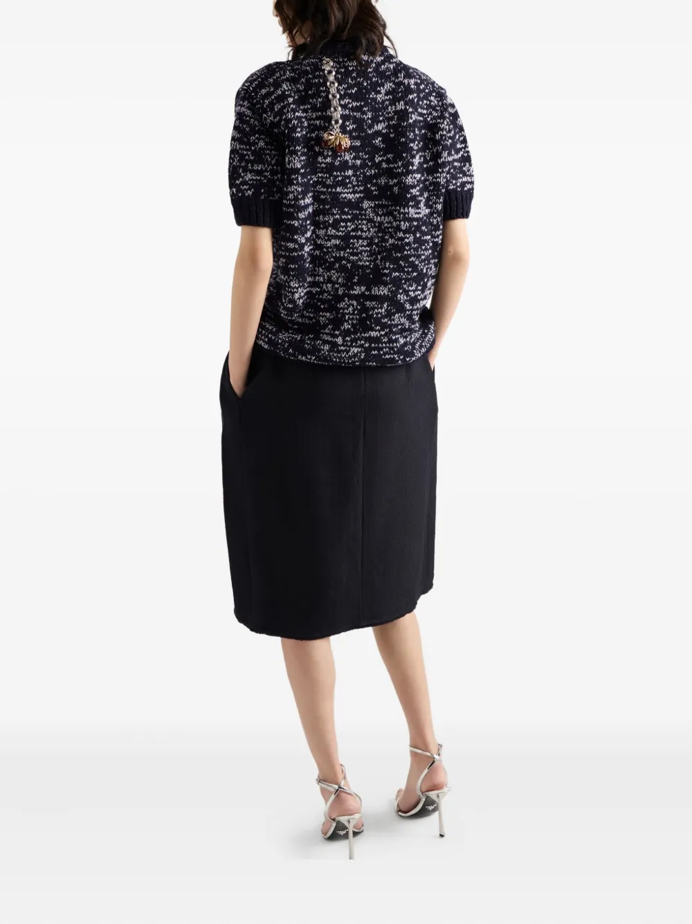 Prada Short-sleeve Pendant-embellished Sweater In Multi
