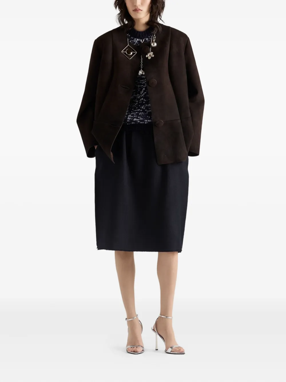 Prada short-sleeve pendant-embellished sweater | Knitted Sweaters | Image 2