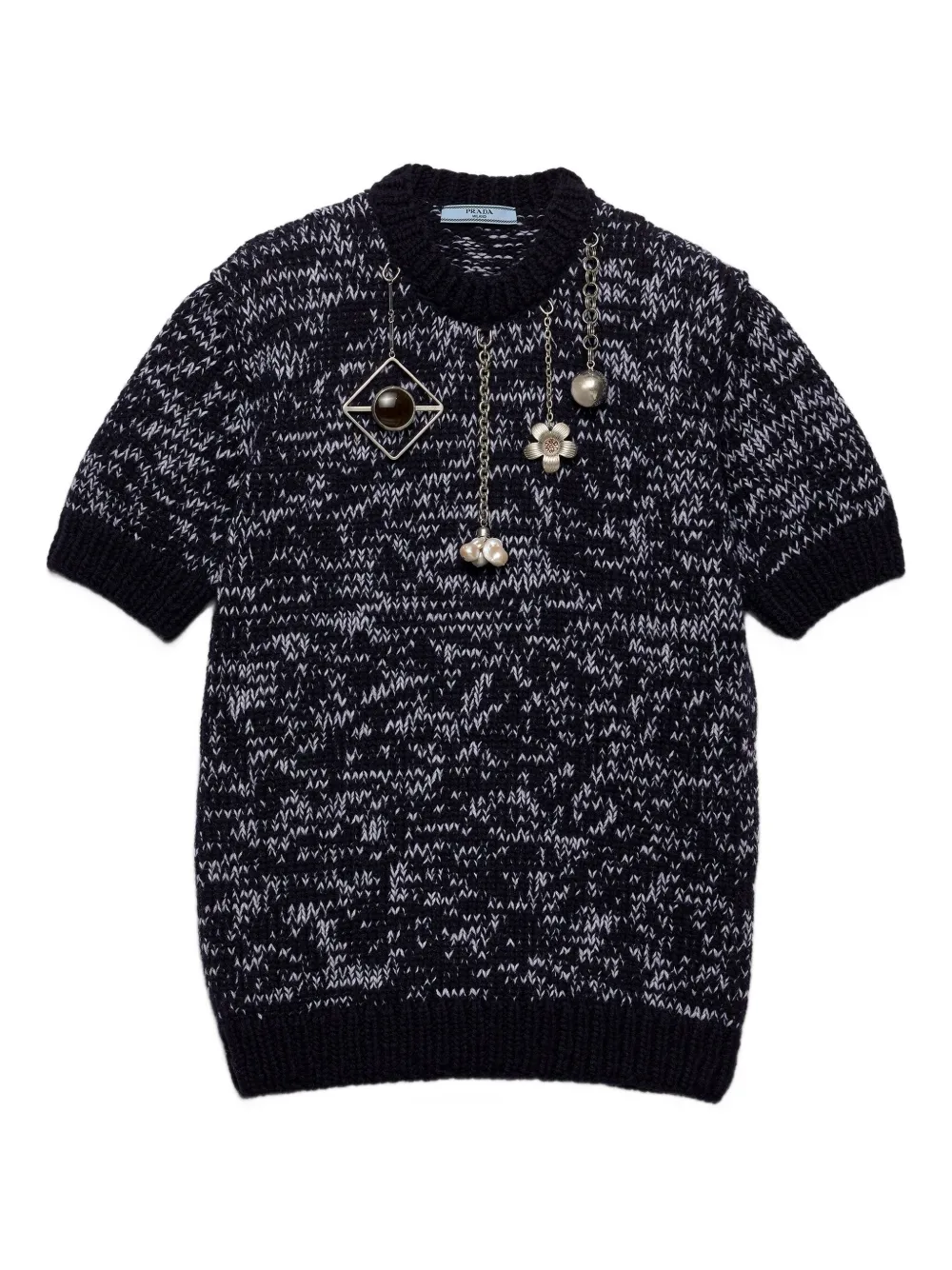 Prada short-sleeve pendant-embellished sweater | Blue | Image 1