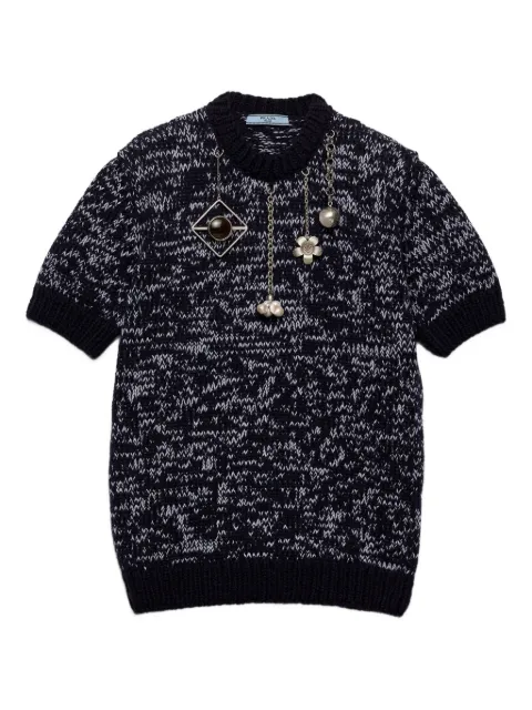 Prada short-sleeve pendant-embellished sweater