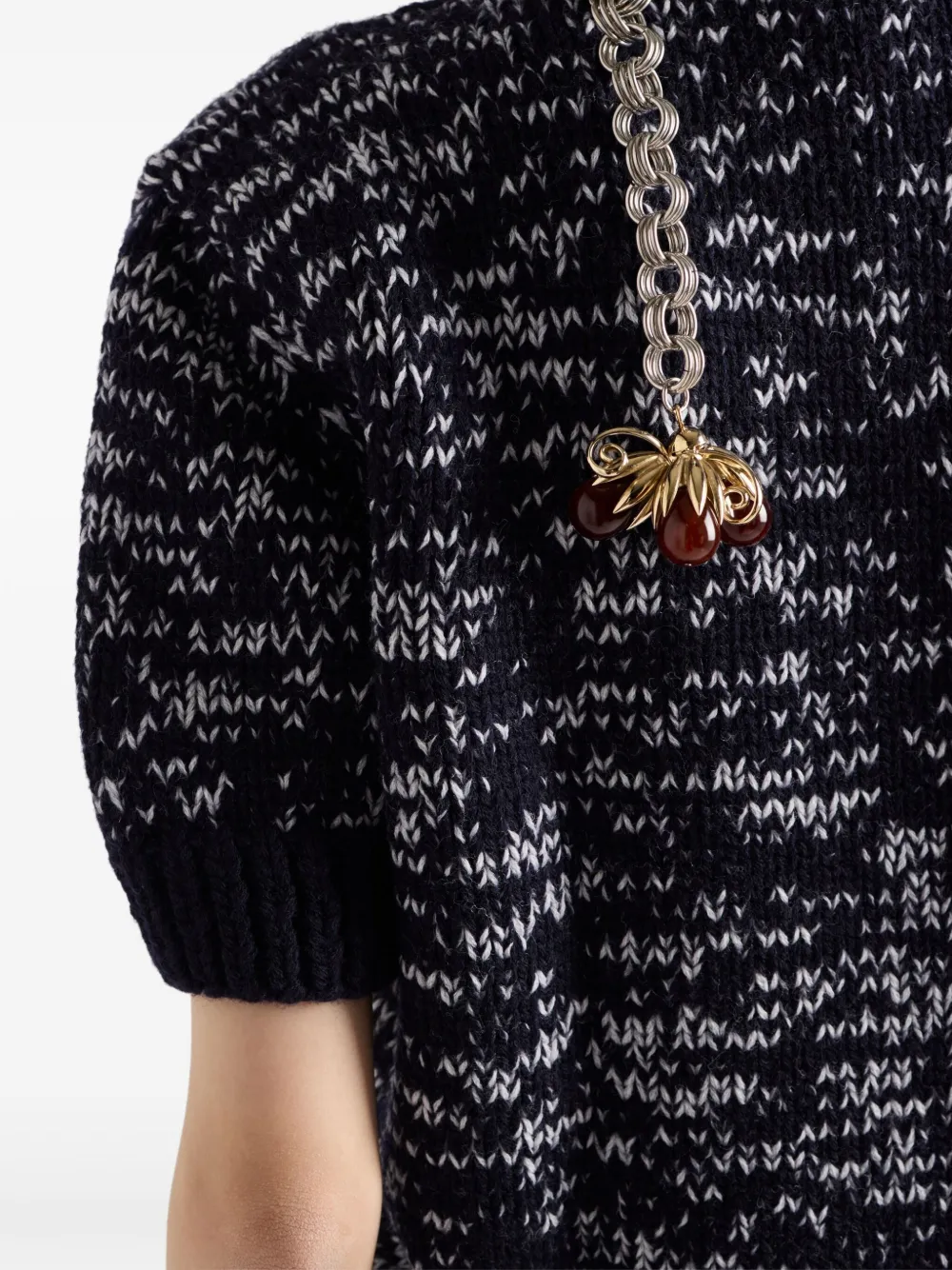 Prada Short-sleeve Pendant-embellished Sweater In Multi