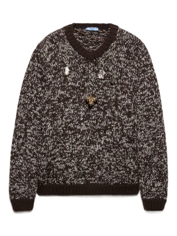 PRADA ロゴディテール 長袖ニット ニット セーター PRADA グレー