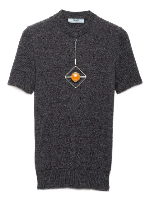 Prada pendant-embellishment short-sleeve sweater