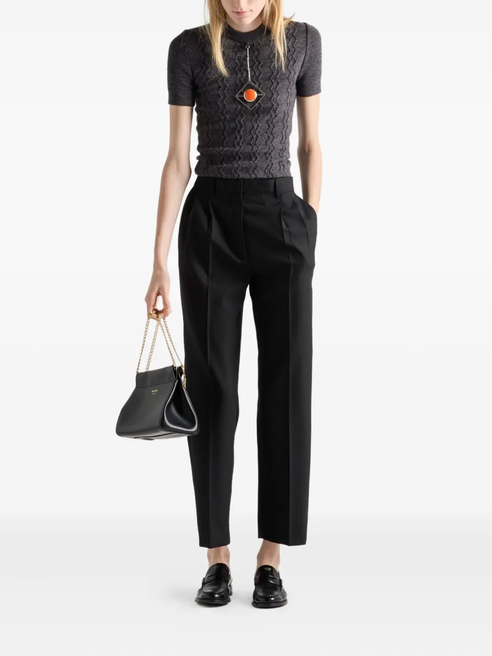 Prada pendant-embellishment short-sleeve sweater | Knitted Sweaters | Image 2