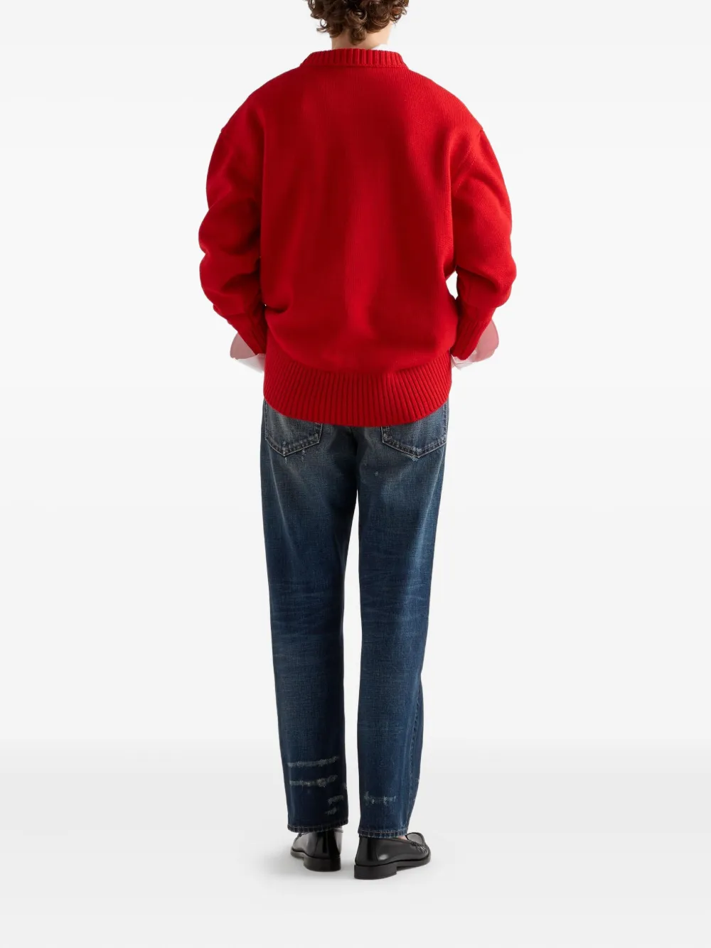 Prada Bow-detail Sweater In Red