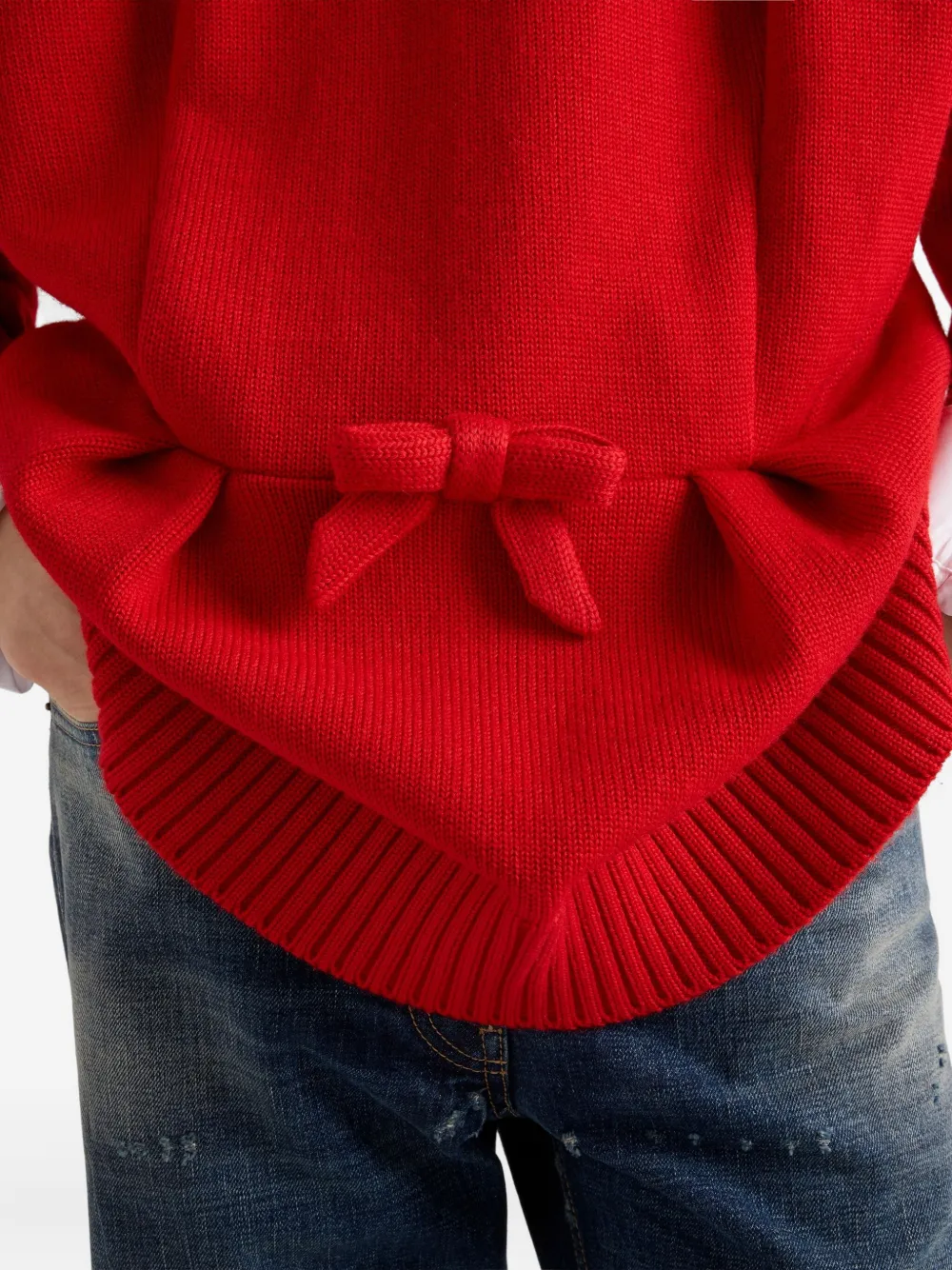 Prada Bow-detail Sweater In Red