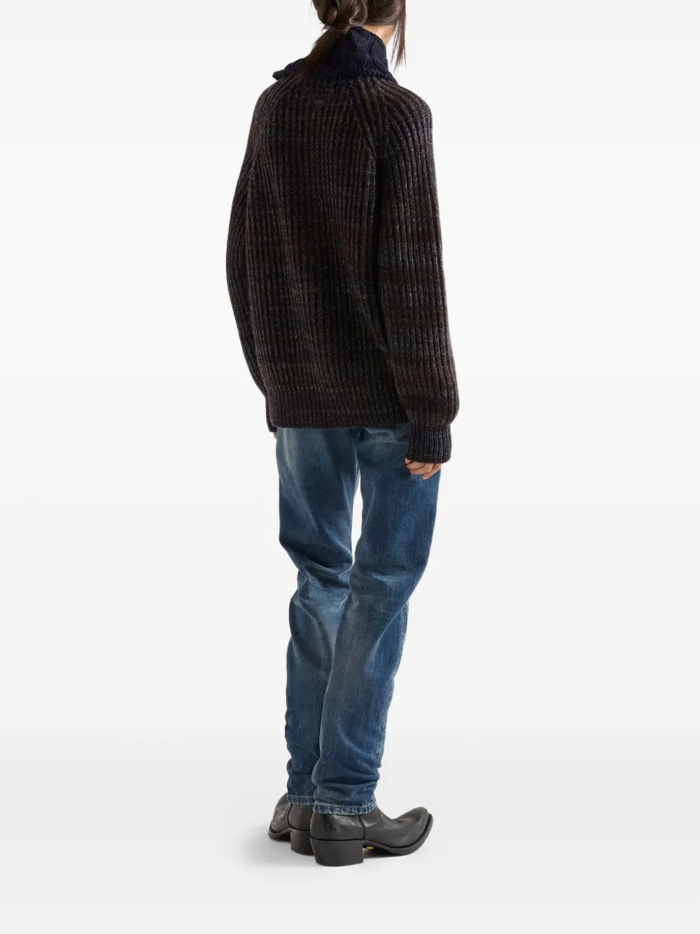 Prada Crew-neck Cardigan In Brown