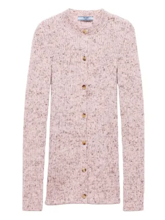 PRADA ペールピンクベージュカーディガンsize40 Prada rib-knit