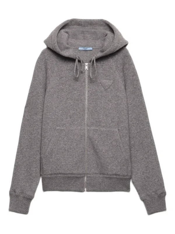 Prada Hooded Cardigan | Grey | FARFETCH