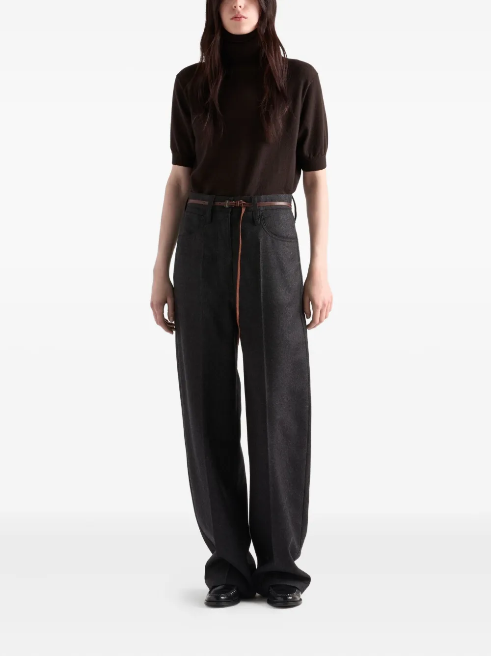 Prada Cashmere Turtleneck Sweater In Brown
