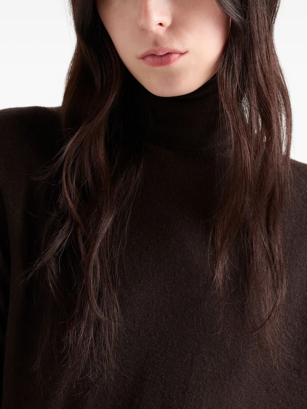 Prada Cashmere Turtleneck Sweater In Brown