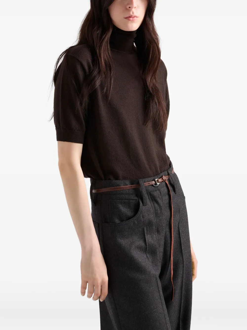 Prada Cashmere Turtleneck Sweater In Brown