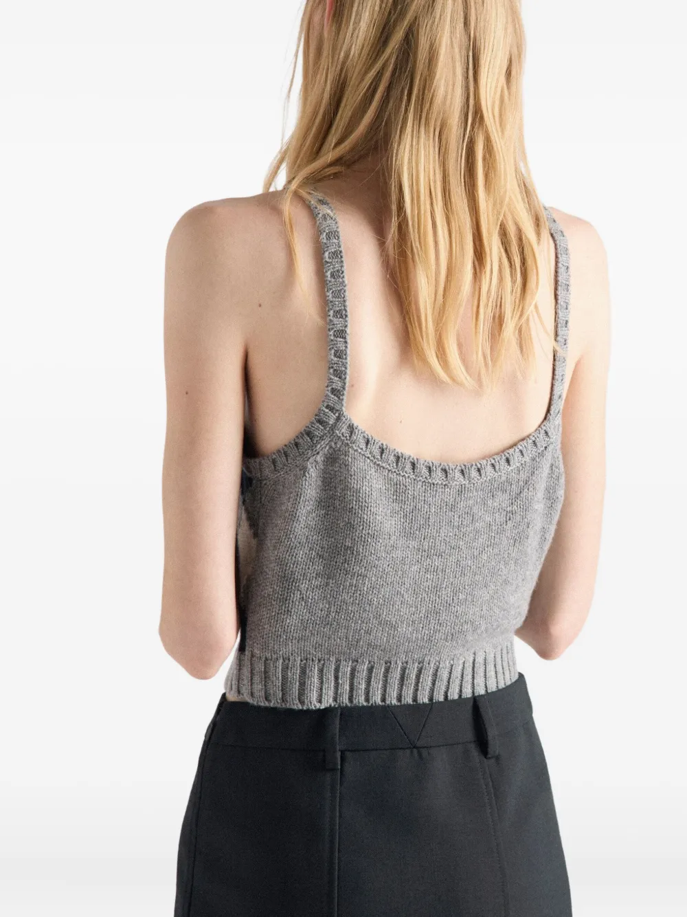 Prada Geribbelde top met argyle patroon Grijs