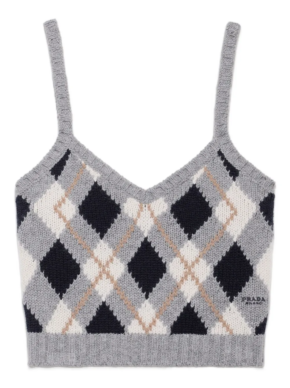 Prada argyle-pattern ribbed top | T-Shirts & Jersey Shirts | Image 2
