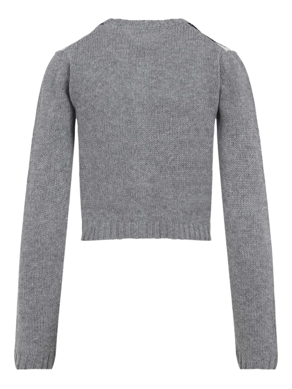 Prada Argyle Pattern Long Sleeve Knitwear Cardigan In Gray