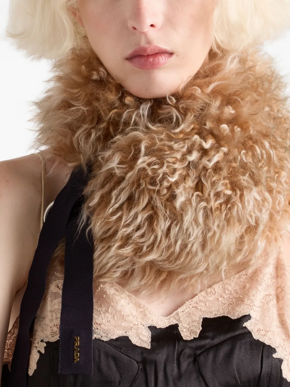 Prada Midi-jurk met kant Zwart