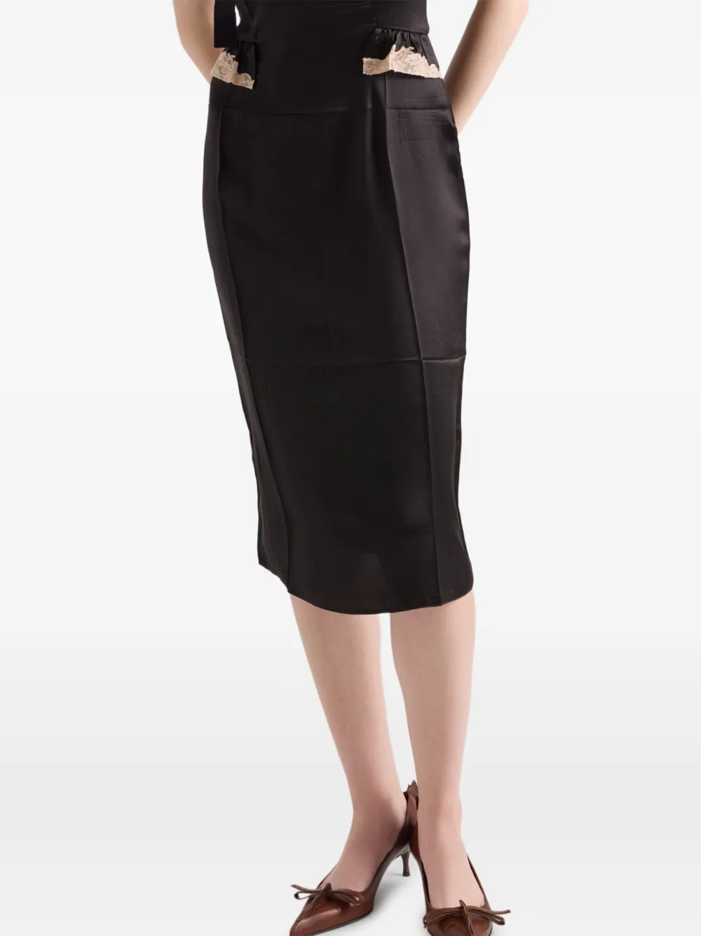 Prada Midi-jurk met kant Zwart