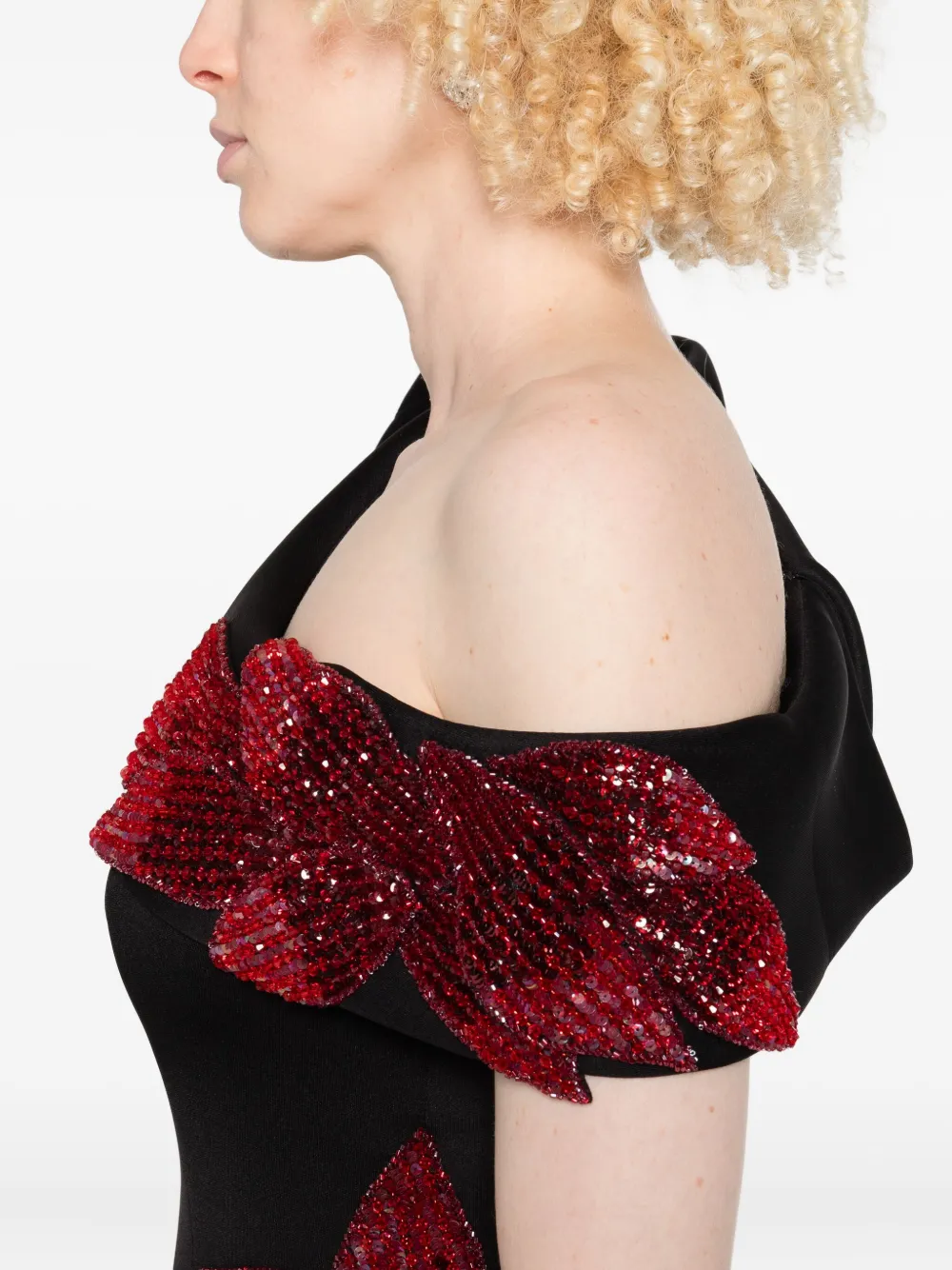 AAVVA Jurk verfraaid met pailletten Zwart