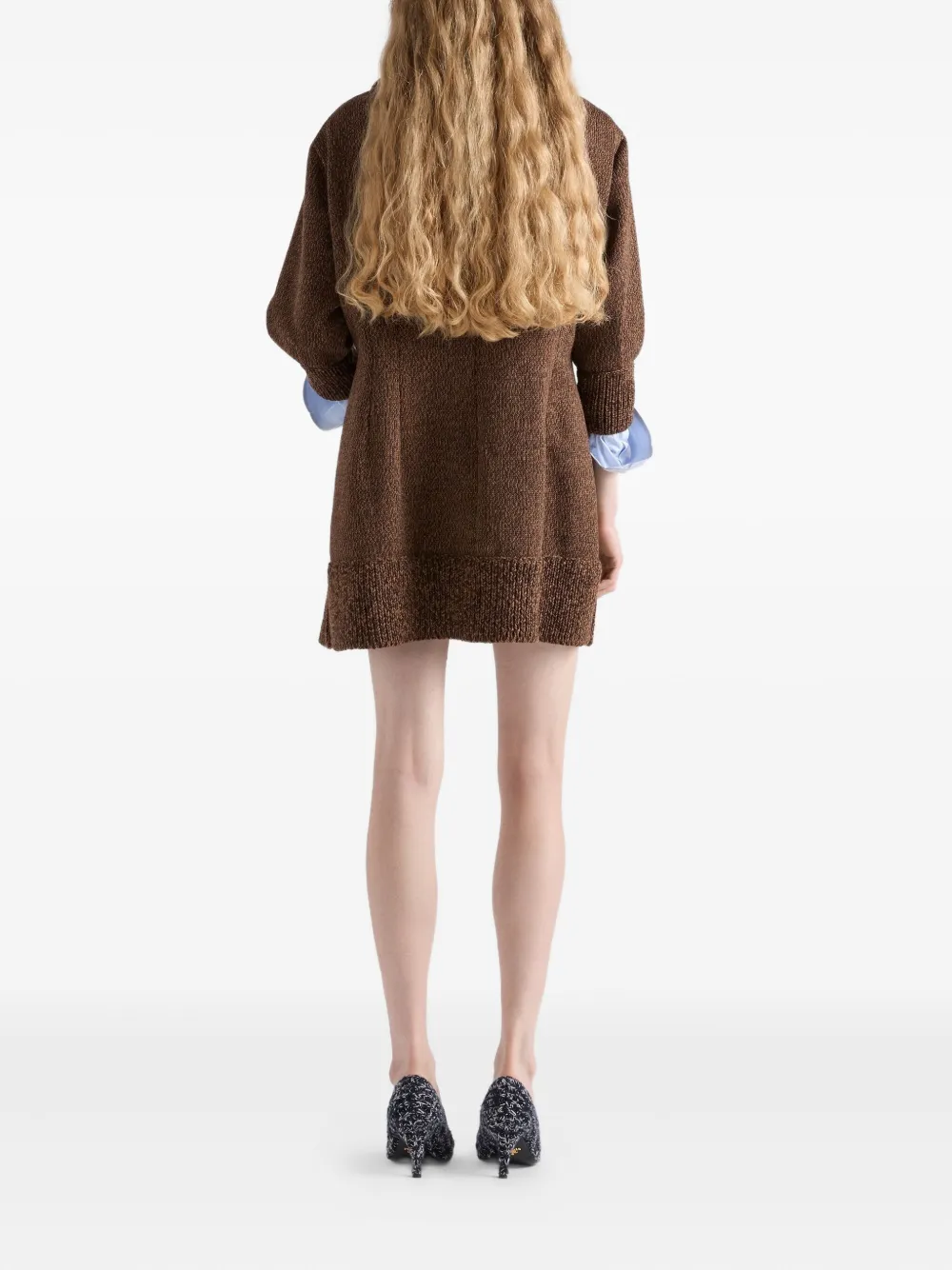  Prada Mouliné Wool Mini Dress - Brown 