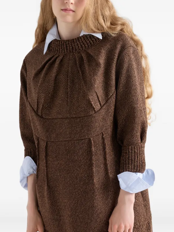 brown wool mini dress Prada Moulin Wool Mini-dress, Woman, Dark Brown/tobacco, Size 36