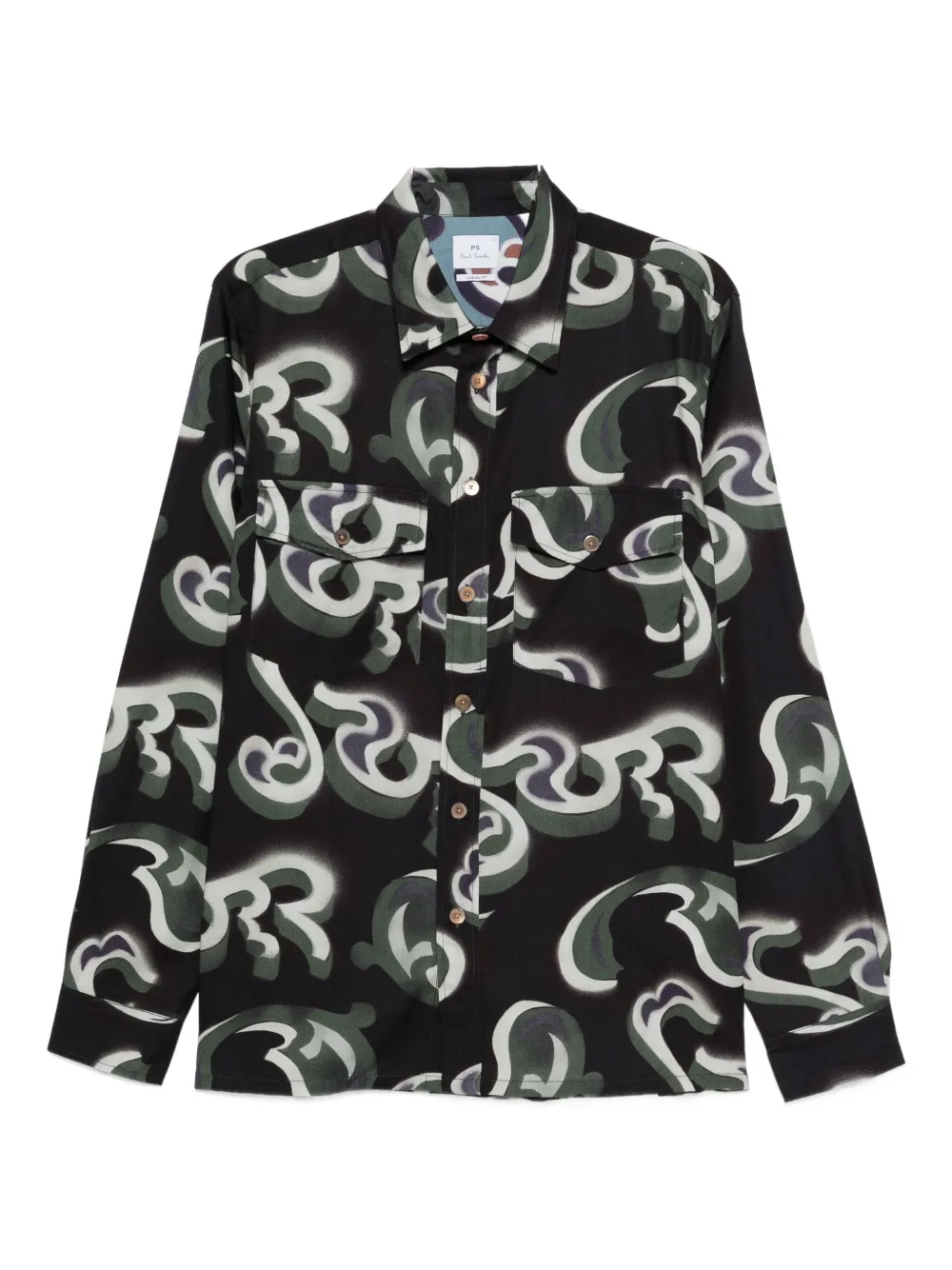 PS Paul Smith abstract-print long-sleeved shirt | Black | Image 1