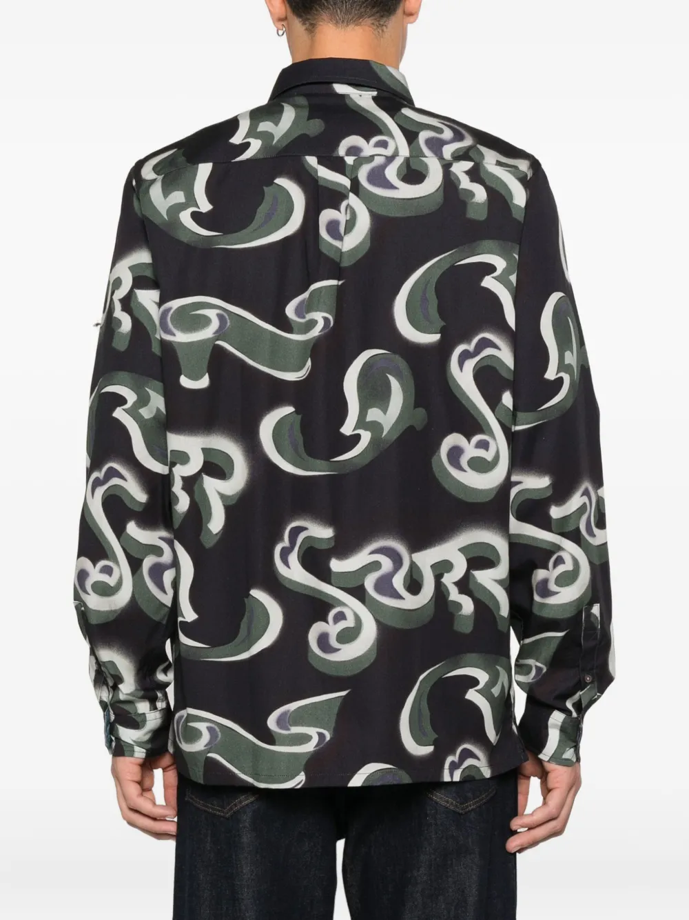 PS Paul Smith Overhemd met abstracte print Zwart