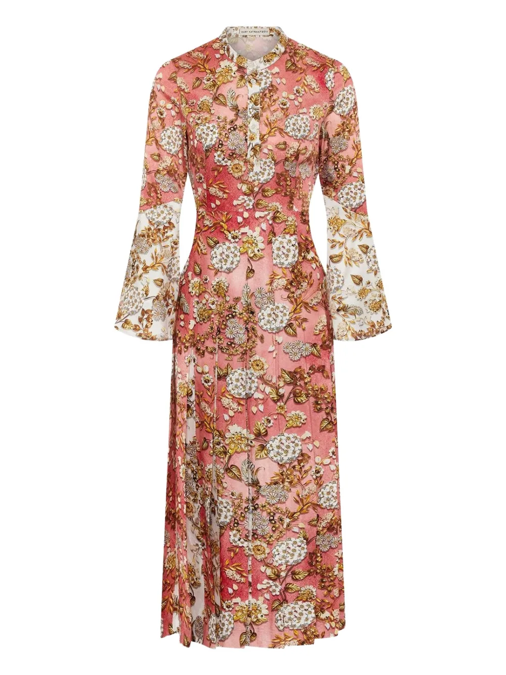 Mary Katrantzou Floral-print Pleated Dress In Gray