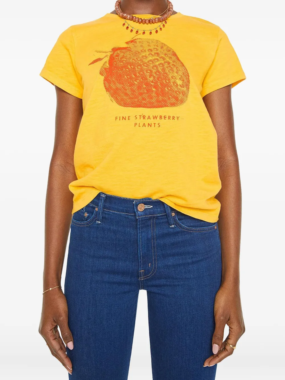 MOTHER The Sinful strawberry-print T-shirt Geel