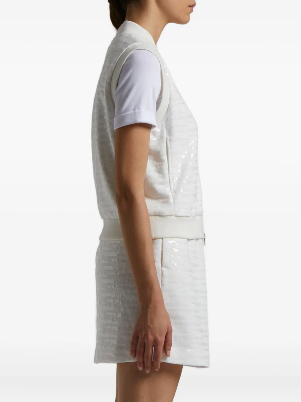 Peserico sequin-striped vest Wit