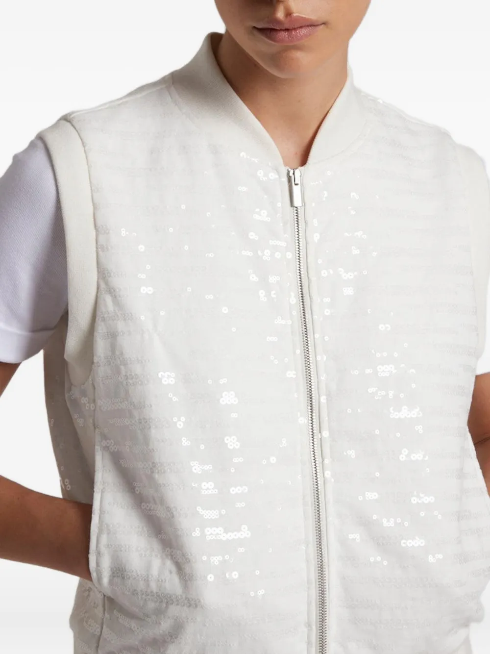 Peserico sequin-striped vest Wit