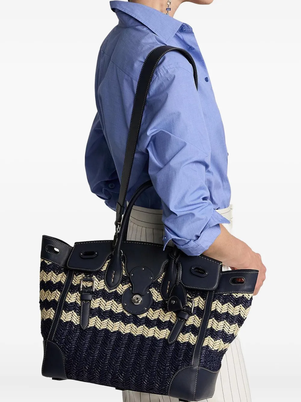 Polo Ralph Lauren Ricky 33 raffia tote bag - Blauw