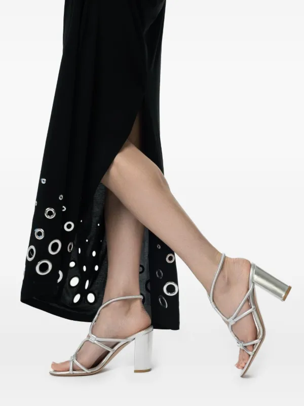 Gianvito Rossi 85mm Knotted Leather Sandals | Silver | FARFETCH
