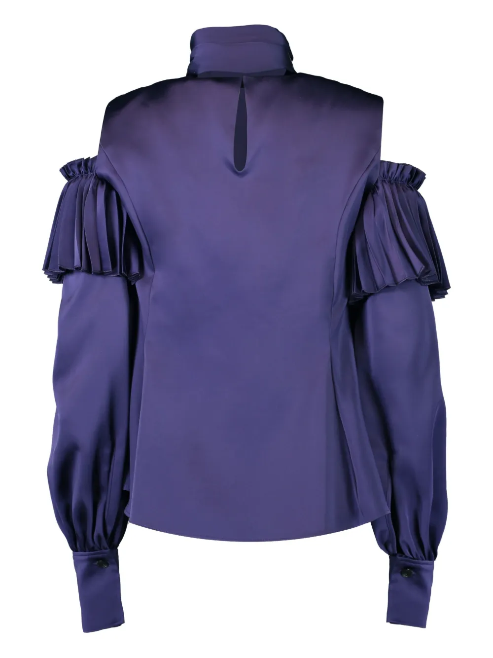 Adeam Ashlee Pleated Cold-shoulder Blouse In Blue
