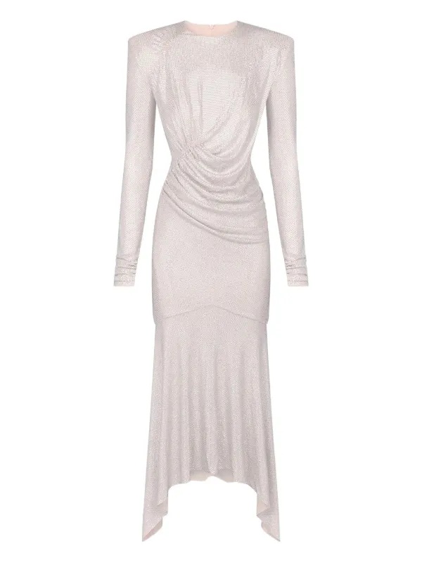 Alexandre Vauthier strass-embellished Asymmetric Midi Dress | Neutrals |  FARFETCH