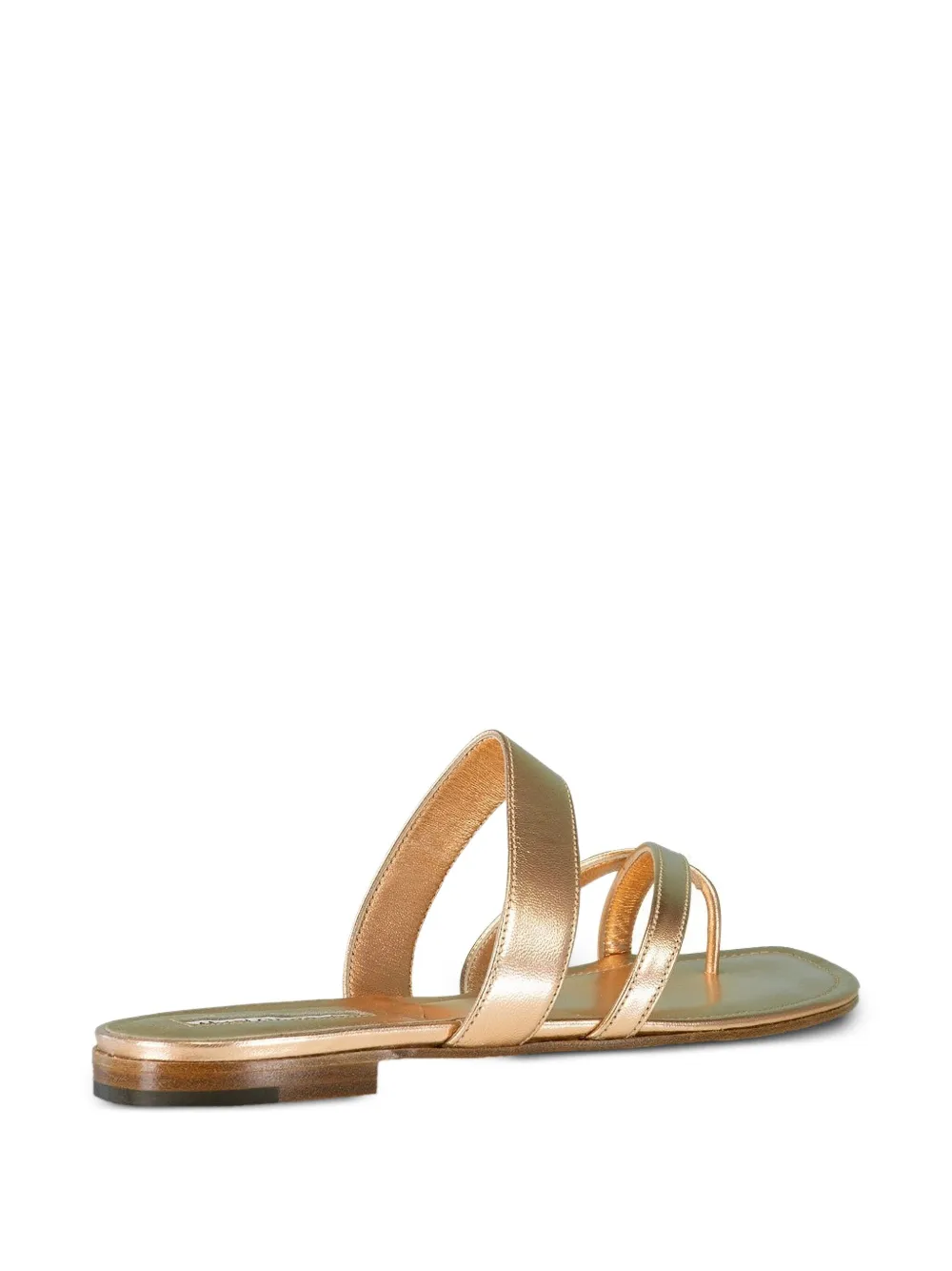 Manolo Blahnik Leather Triple-strap Sandals In Gold
