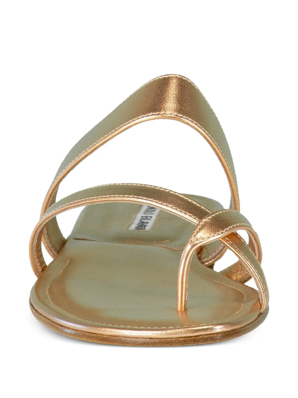 Manolo Blahnik Leather Triple-strap Sandals In Gold