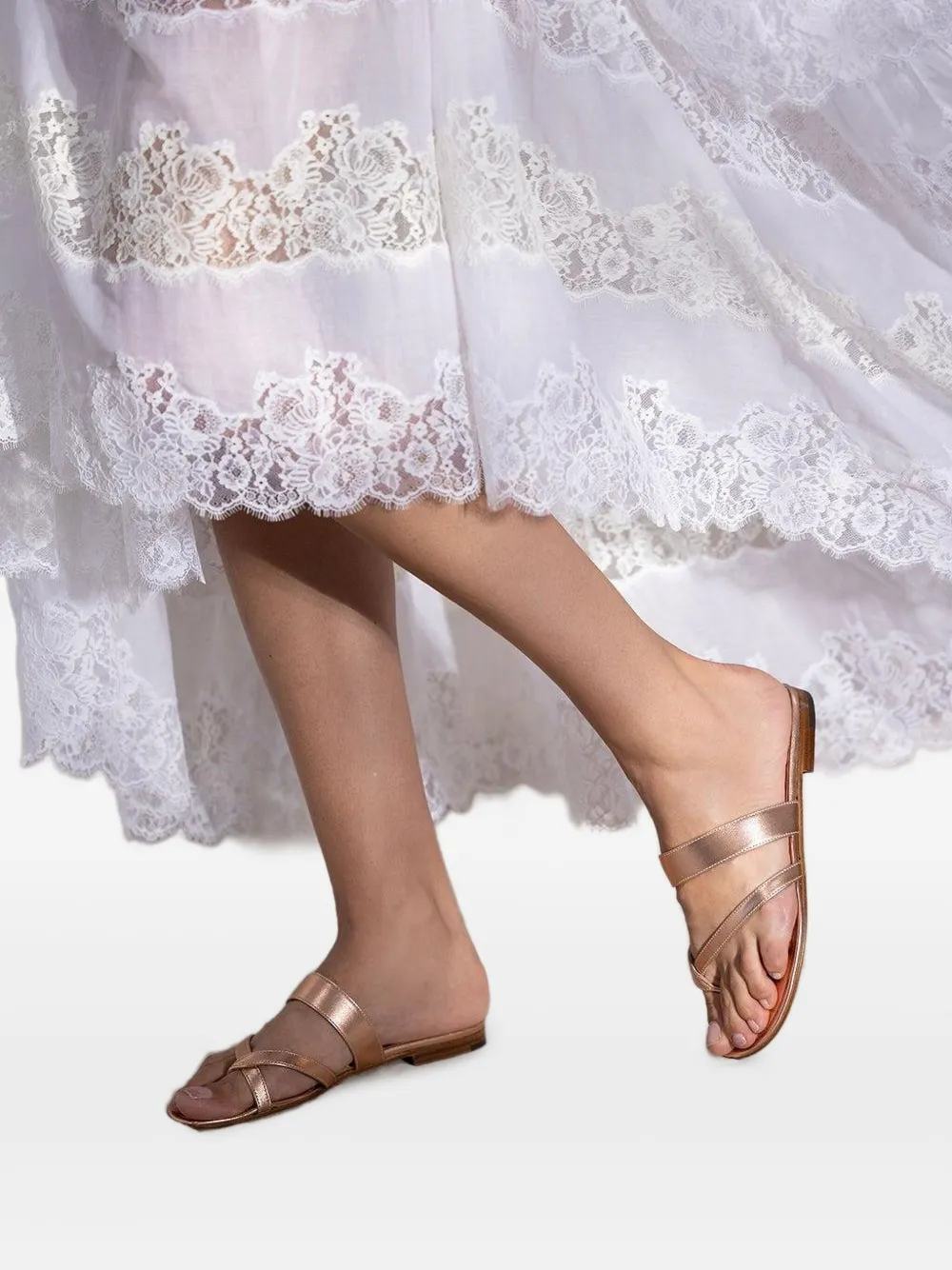 Manolo Blahnik Leather Triple-strap Sandals In Gold