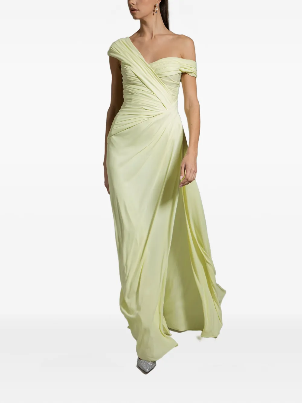 Monique Lhuillier off-shoulder maxi dress - Geel